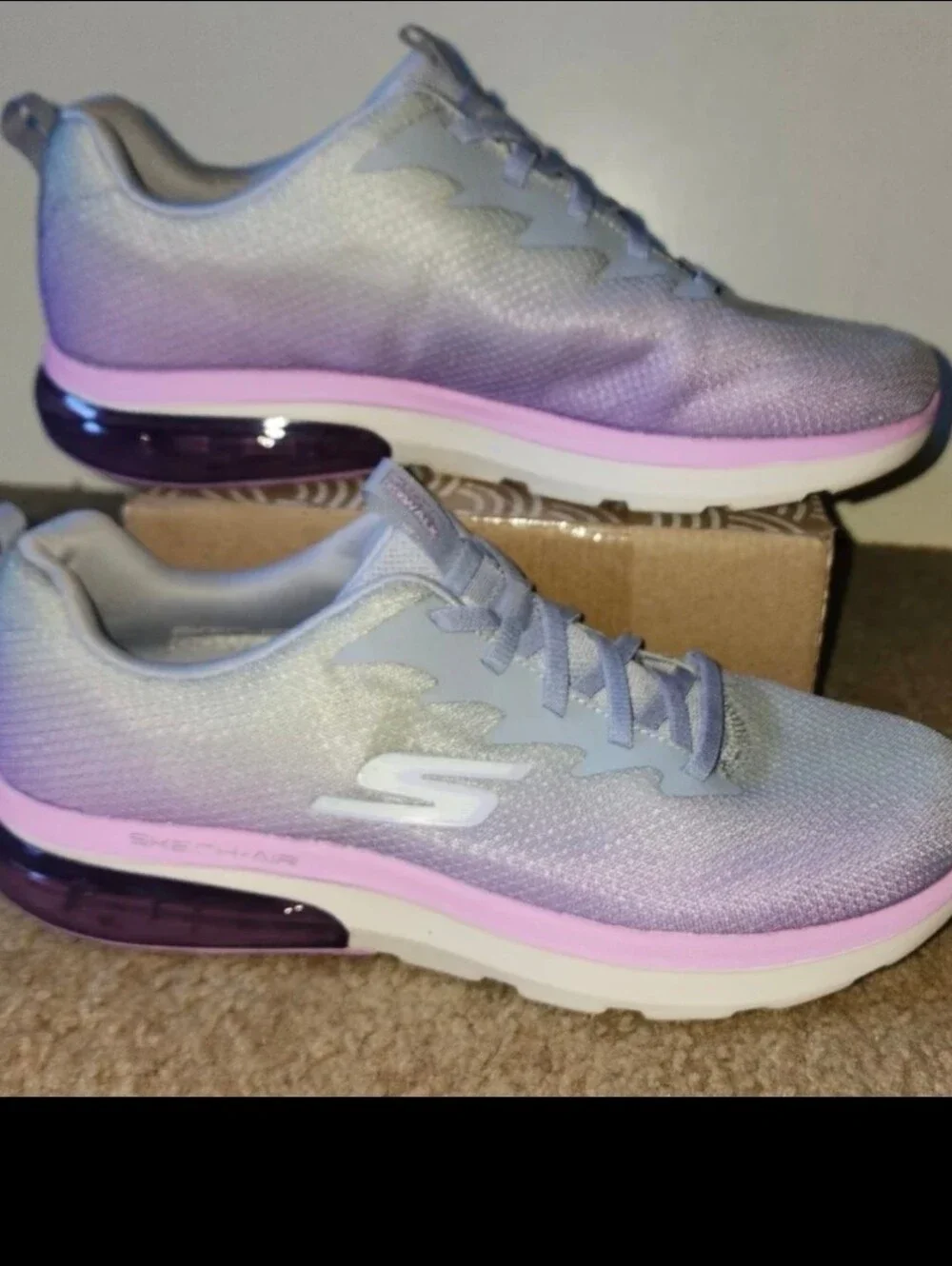 Skechers Air Cooled GoGa MAT Womens Athletic Shoes Purple Gray Sneakers 10